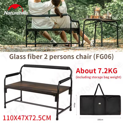 BANGKU KURSI LIPAT CAMPING OUTDOOR  DOUBLE FG06 NATUREHIKE NH22JU022