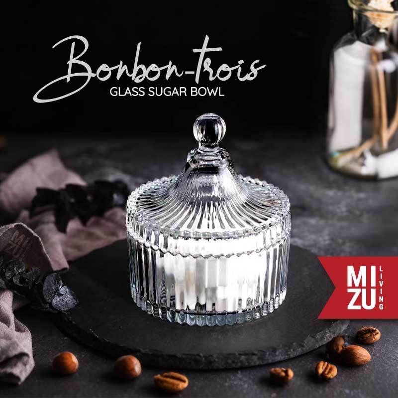 MIZU BONBON-TROIS Glass Sugar Bowl Glass Jar Sugar Jar Toples Kaca Kecil Toples Cemilan Kaca Tempat 
