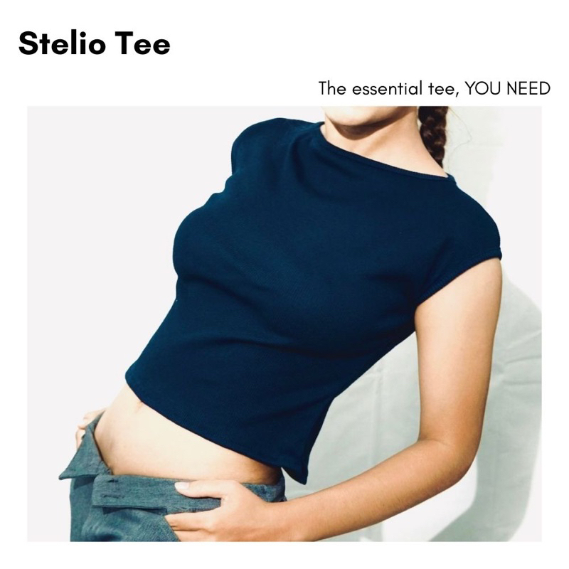 [SHEN-JI] Stelio Tee | Kaos basic atasan wanita capsule wardrobe rib knit minimalist stretchy bahan 