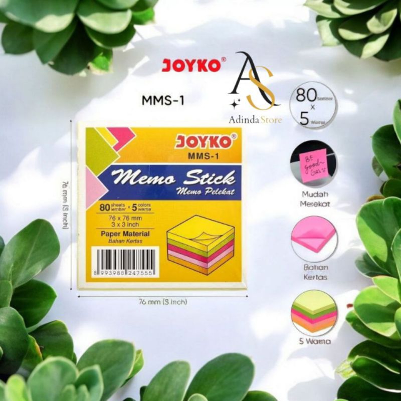 

Memo Stick Kertas Memo Tempel Sticky Note Joyko MMS-1 ~ 15 5 Warna