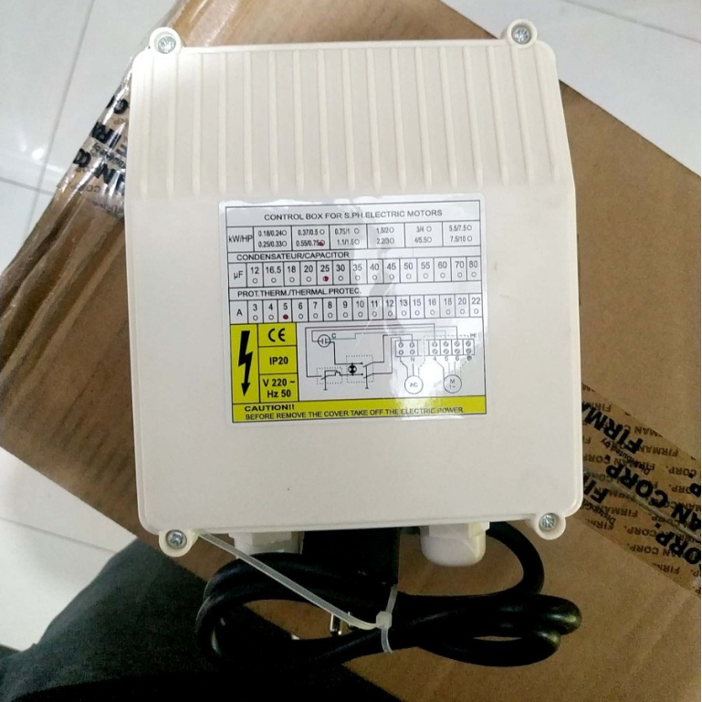 Control box pompa submersible Firman 3/4 HP 0,75 HP / 0,55KW / 25UF 3/4 0,75hp
