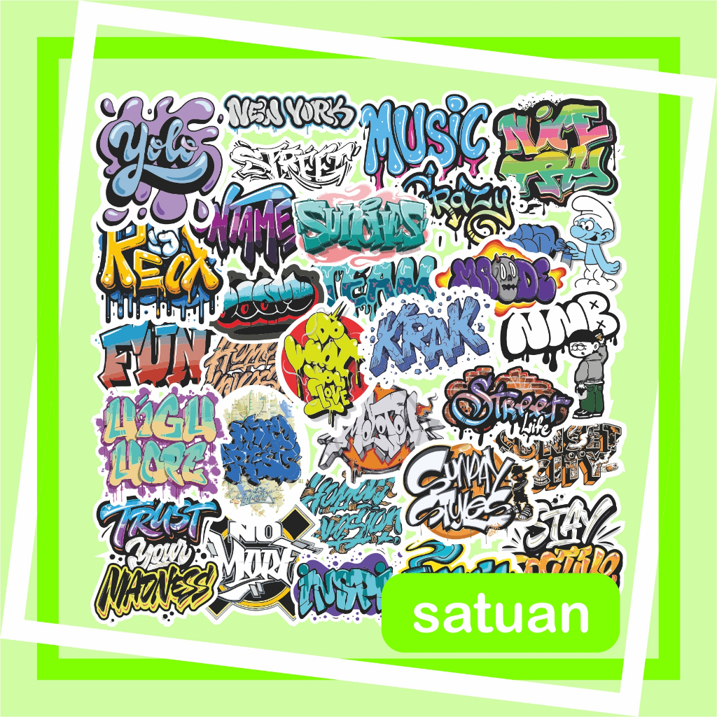 

(1 pc) Stiker Graffiti 2 | sticker grafiti grafitti grafity tulisan keren laptop hp helm