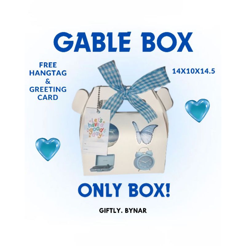 

(L) GABLE BOX GIFT (ONLY BOX TIDAK INCLUDE SNACK) /HAMPERS /KADO ULANG TAHUN/ KADO UNIK/ WISUDA/ GIFT BOX CEWE & COWO / SEMPRO / UK 14X10X14.5 CM