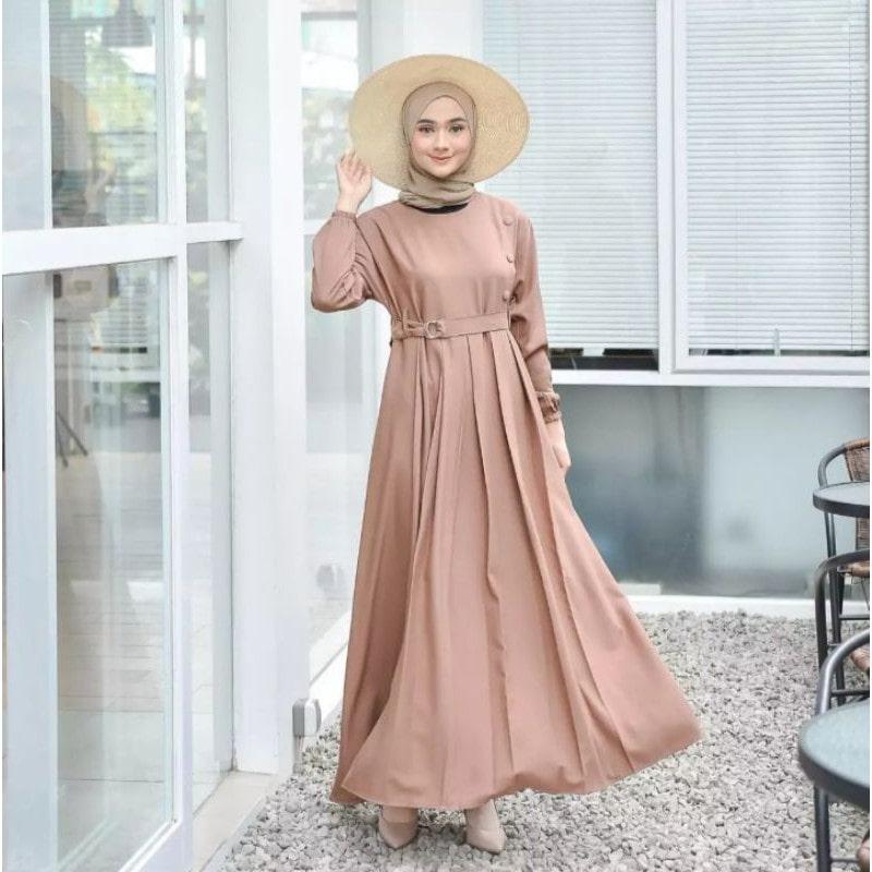 Baju Gamis Wanita Terbaru mahya Dress mocca crinkle airflow
