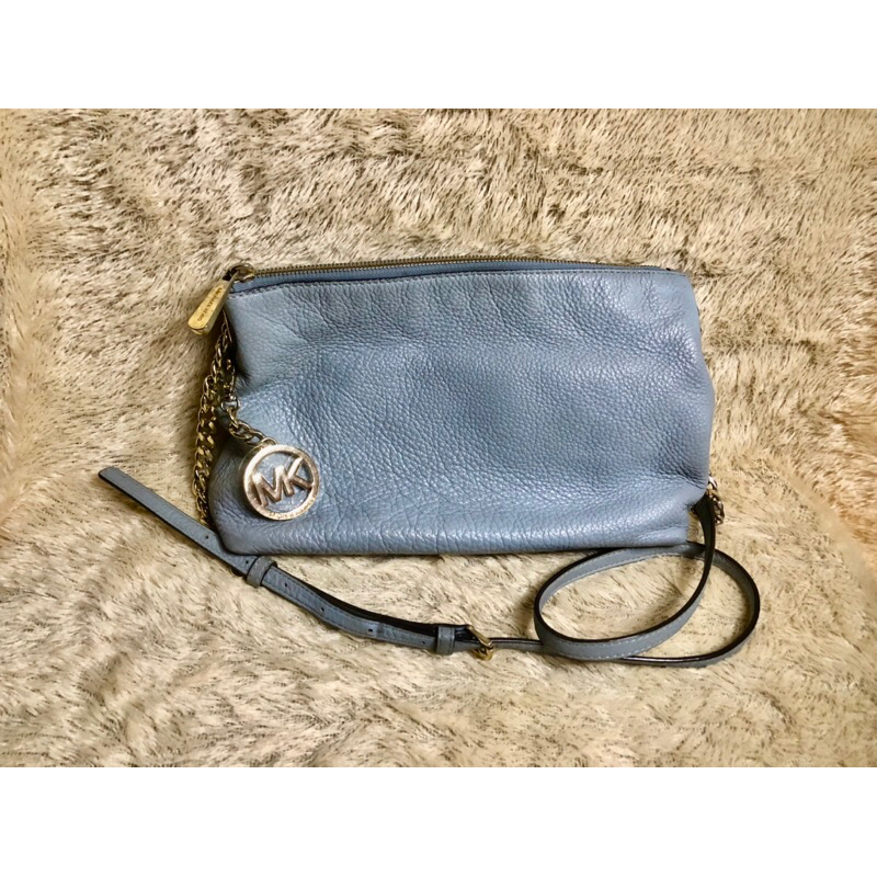 Tas MK sling bag Michael Kors kulit asli kulas gemoy kulit gajah lembut lentur baby blue authentic o