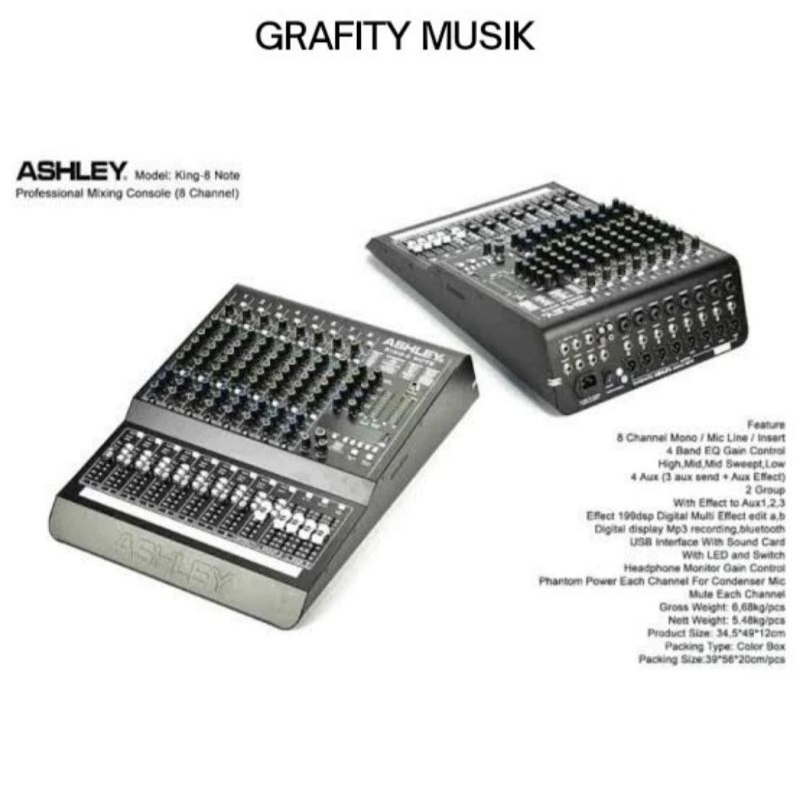 Mixer Audio Ashley KING 8 NOTE Original USB Ashley KING8 Ashley KING 8