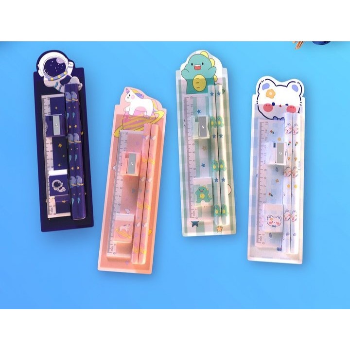 

5in1 Pensil Set Alat Tulis Anak Lucu Dan Penghapus Untuk Tempat Pensil Buku Tulis Sekolah