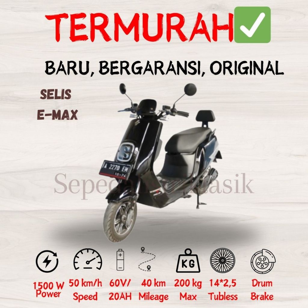 SEPEDA LISTRIK SELIS E-MAX - ORIGINAL - GARANSI RESMI - SEPEDA LISTRIK MURAH
