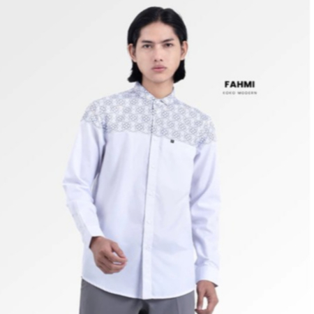 Koko Modern Fadkhera Fahmi Baju Koko Pria Elegant Putih