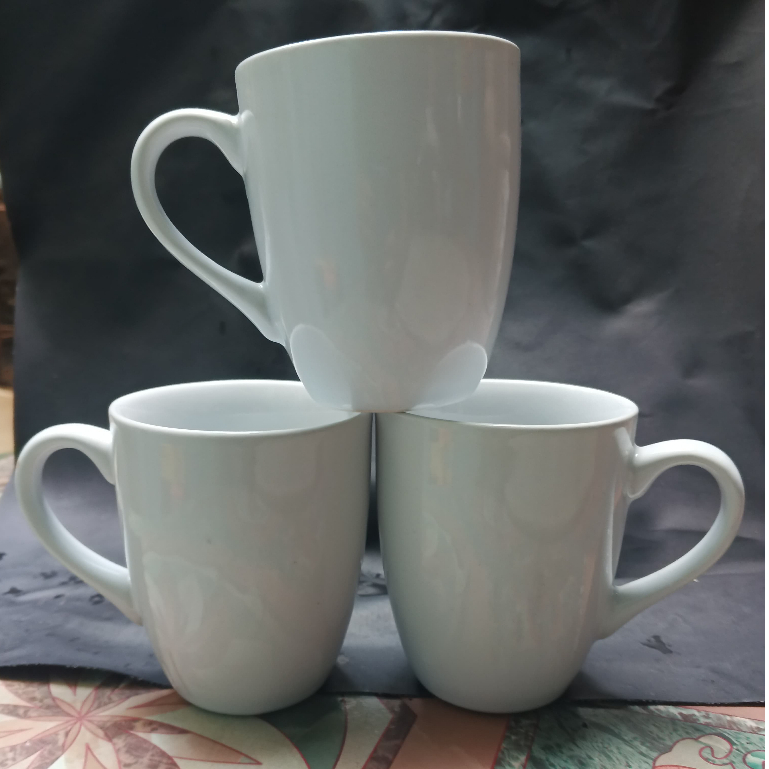 Gelas Mug Keramik Sedikit Reject Polos Tibuah gelas 310ml dapat 3 buah sudah termasuk box pergelas