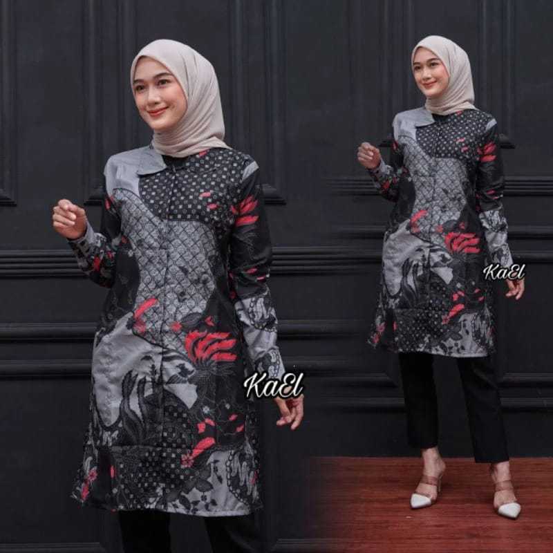 Batik Tunik Wanita  Premium | Tunik Batik Wanita Modern | Ready Seragam Guru Kantor M L XL XXL JUMBO