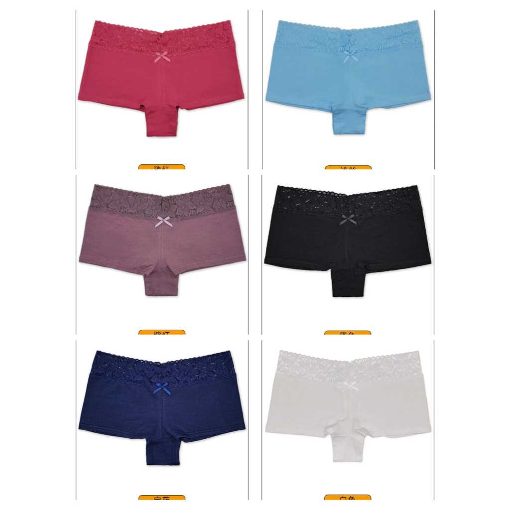CD wanita 89686 T3 - Model brief semi boxer bahan katun dengan renda