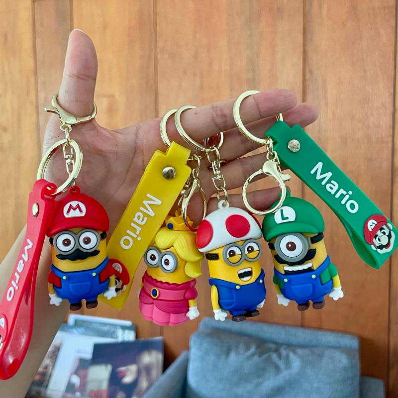 GANTUNGAN KUNCI TAS MOBIL KARAKTER MINION MARIO BROS PIKACHU LUCU GEMOY