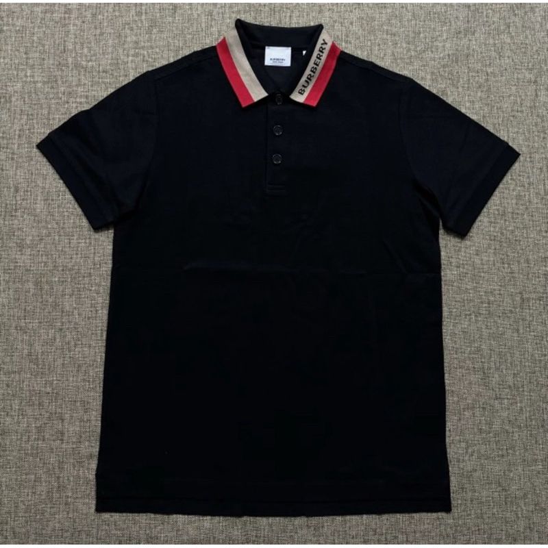 Burberry Logo Collar Pique Polo Black Original