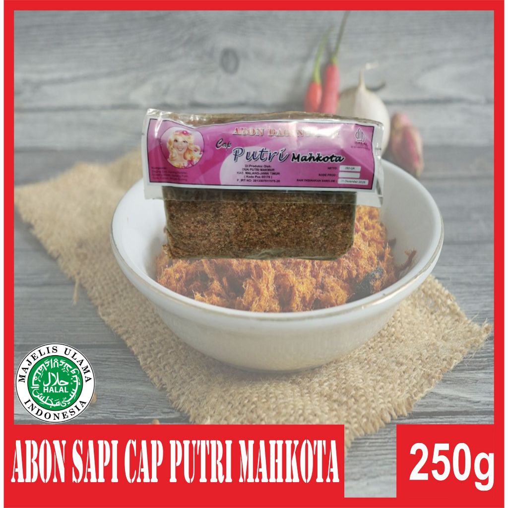 

Abon Rasa Daging Sapi kemasan 250gr/ Abon murah/ Abon cap Putri Mahkota/ Abon sapi / aon daging