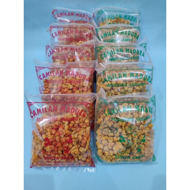 

Paket Bersepuluh (Isi 10BKS) Marning Jagung Mekar Khas Manding Sumenep Madura Cemilan/Makanan Ringan/Snack Enak Murah Rasa Bawang dan Pedas Manis Gurih Renyah