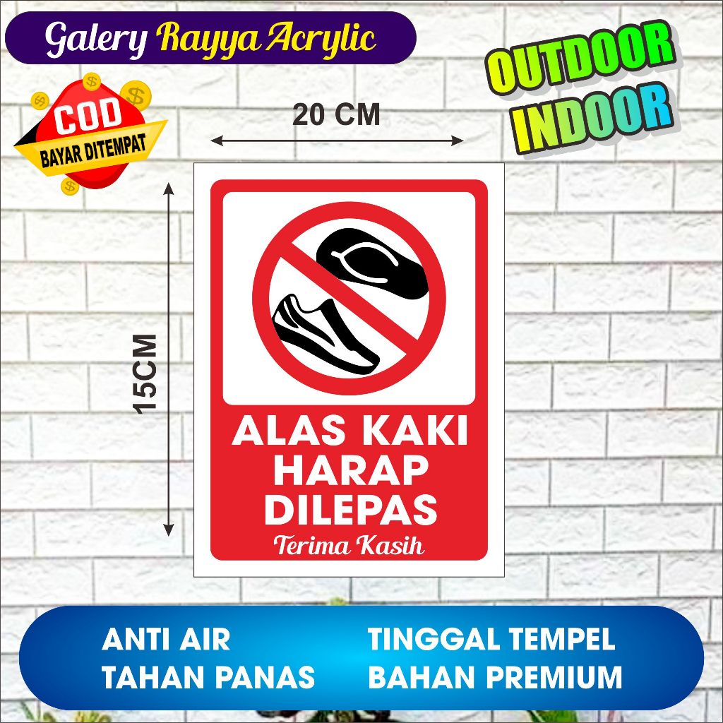 

PAPAN LEPAS ALAS KAKI /ACRYLIC PAPAN PETUNJUK LEPAS ALAS KAKI / ACRYLIC SIGN BOARD / PAPAN PERINGATAN