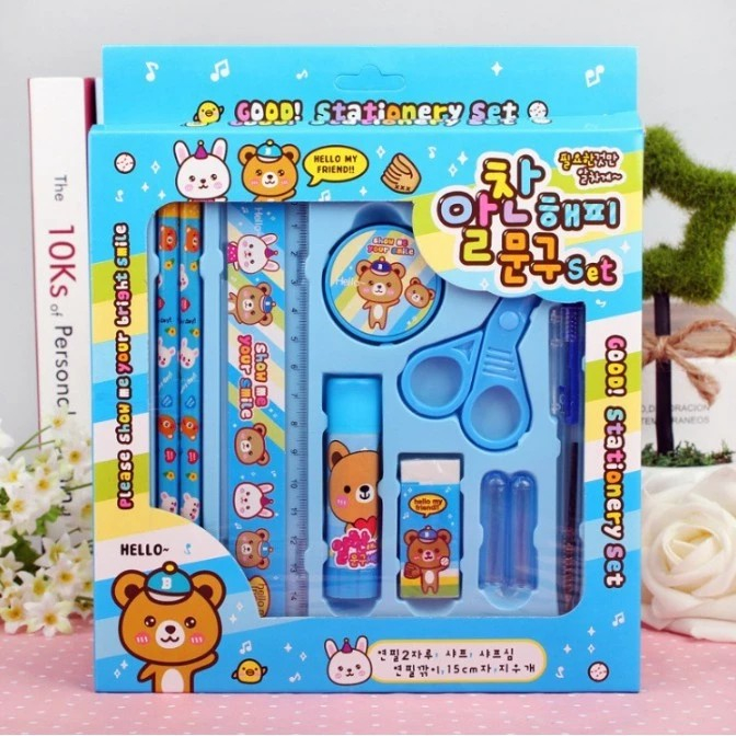 ATMS-Paket Alat Tulis set 8in1 Stationery Set Study Set Anak Karakter Set Alat Tulis Anak TK & SD. G