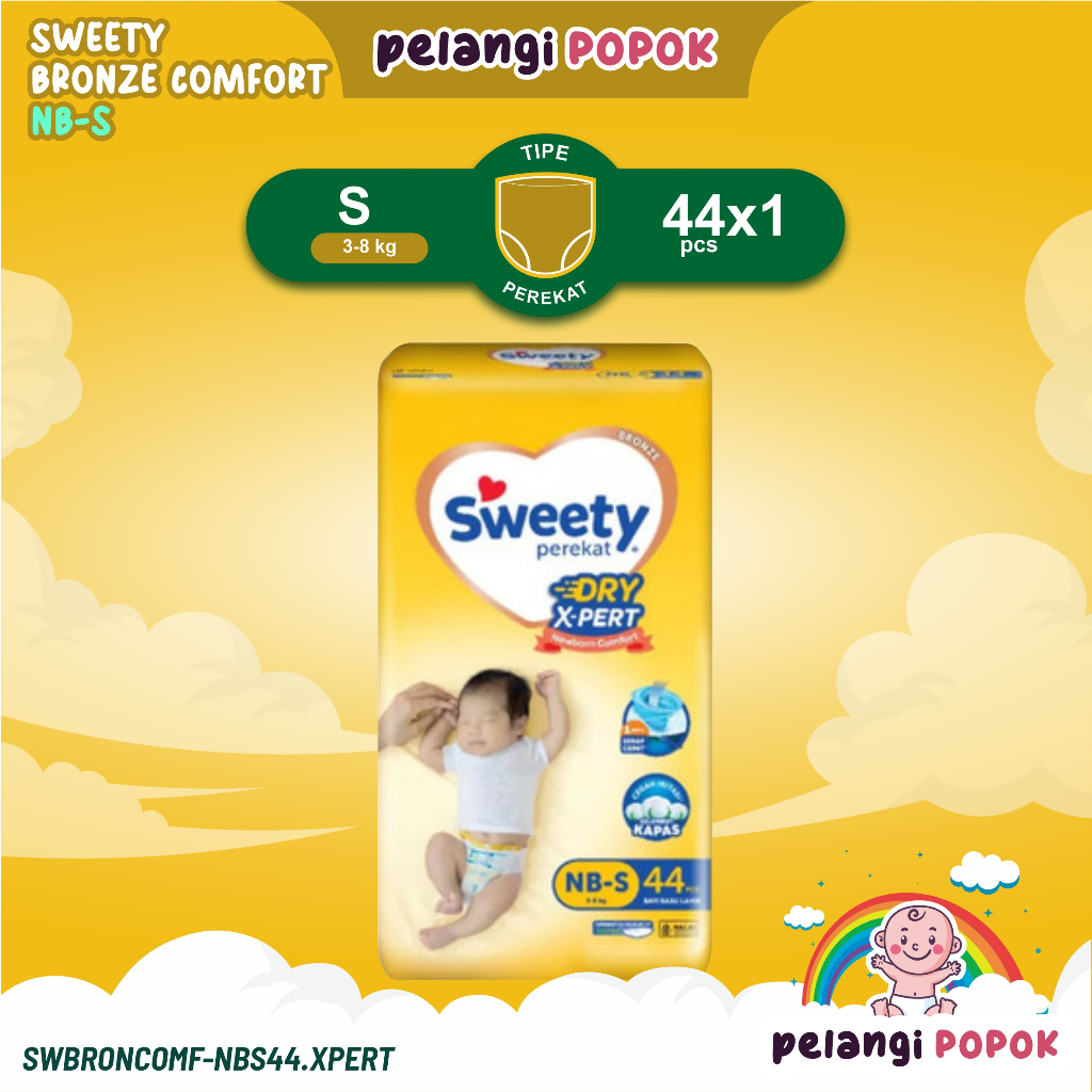 Sweety Bronze Comfort NBS 44 - Popok Bayi Sweety Comfort NBS 44 - Popok Sweety Bronze New Born 44pcs