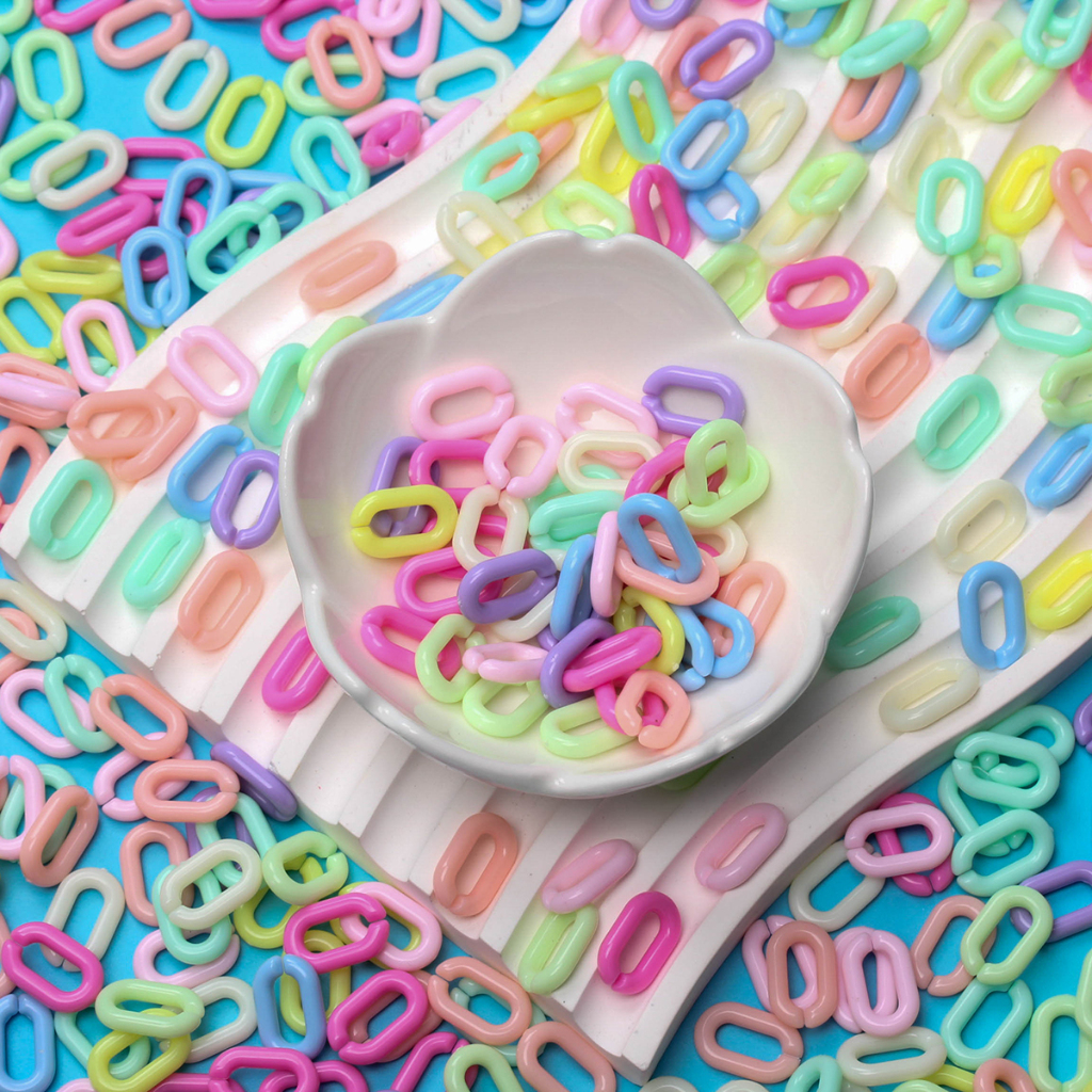 Manik Rantai Oval Warna Pastel Mote Rantai Akrilik 20gr