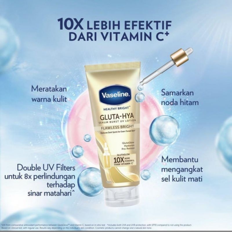 VASELINE gluta hya/Vaseline Gluta Hya Serum Burst UV Lotion Flawless Glow GOLD Thailand BPOM 200ml