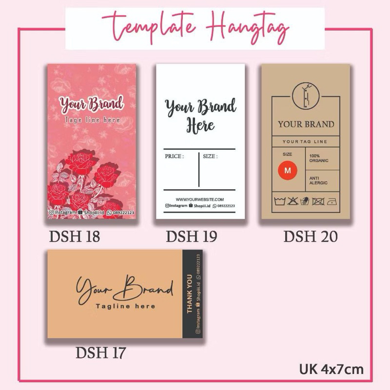 Hang Tag Bentuk Persegi Free Desain Template Label Baju Cetak Hangtag Pakaian Merek Custom Desain
