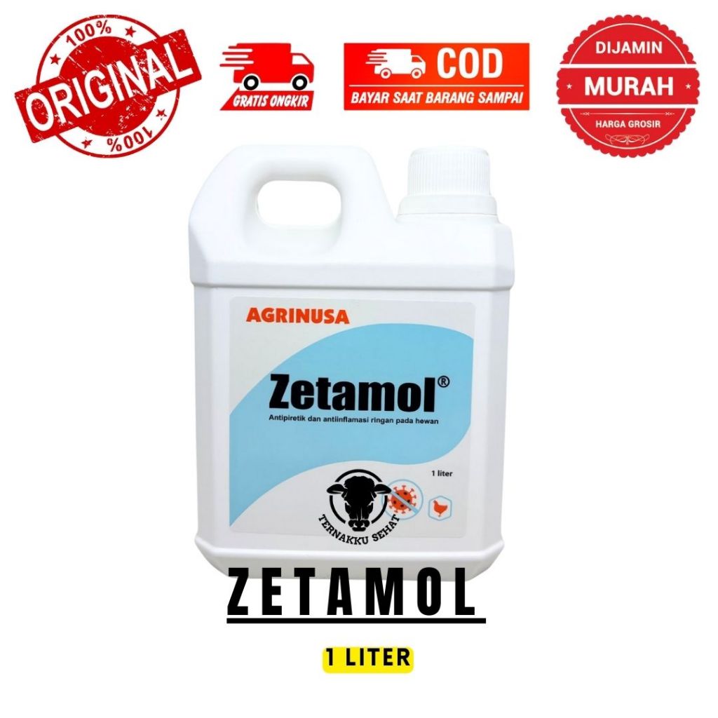 ZETAMOL 1 LITER - Obat Radang dan Demam Unggas, Paracetamol Cair like PARAGIN