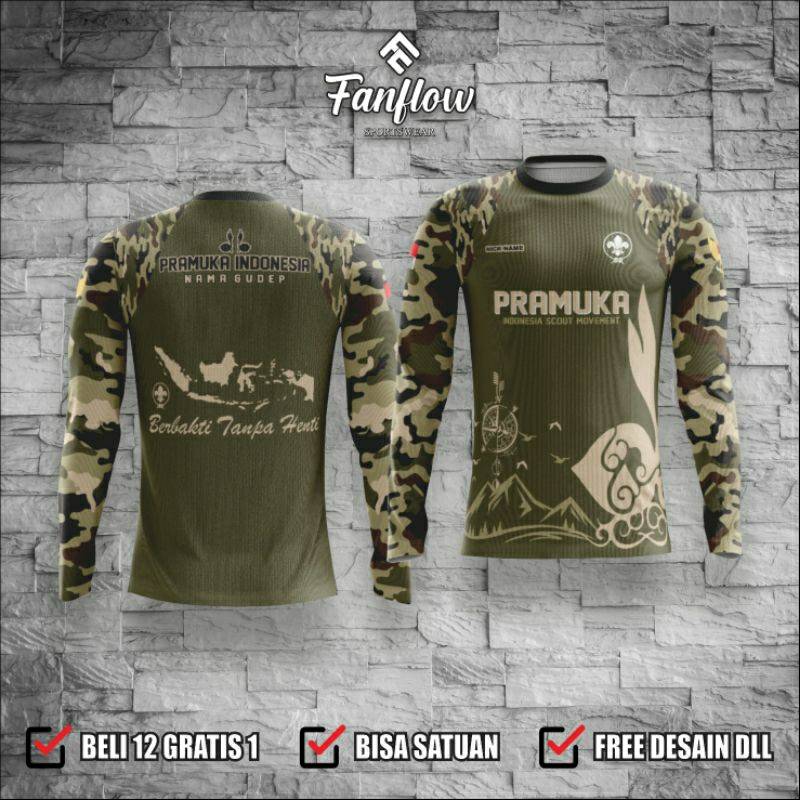 Baju Pramuka Full Printing Gratis Desain Custom Dll