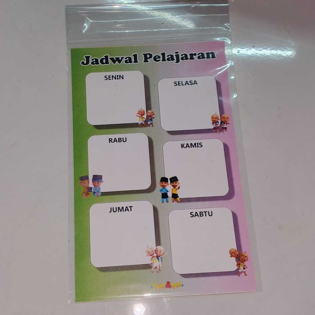 stiker jadwal pelajaran