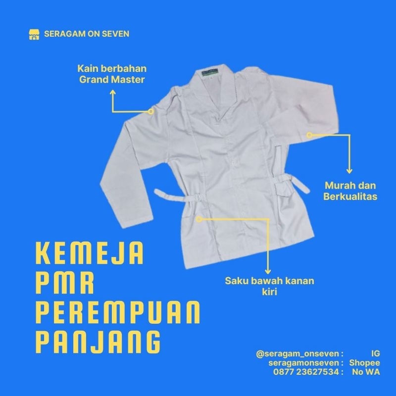 Kemeja PMR Putih Lengan Panjang & Pendek Perempuan
