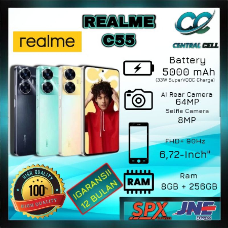[NEW LAUNCH] PROMO HANDPHONE REALME C55 Ram 8+256GB NFC FAST CHARGING 33Watt + Dual Camera 64MP  + D