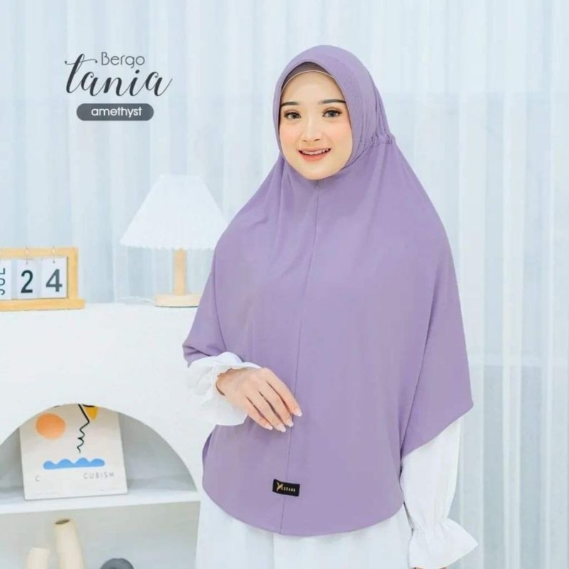 Bergo Tania ORI by Yessana // Jilbab Bergo Instan Jumbo Oval - Aksen Tali Serut - Jersey Madina