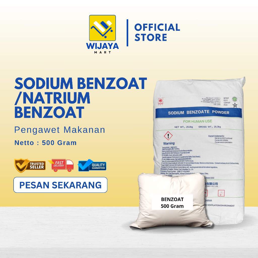 

Sodium Benzoat / Natrium Benzoat / Pengawet Makanan / Benzoat Pengawet Makanan 500 Gram
