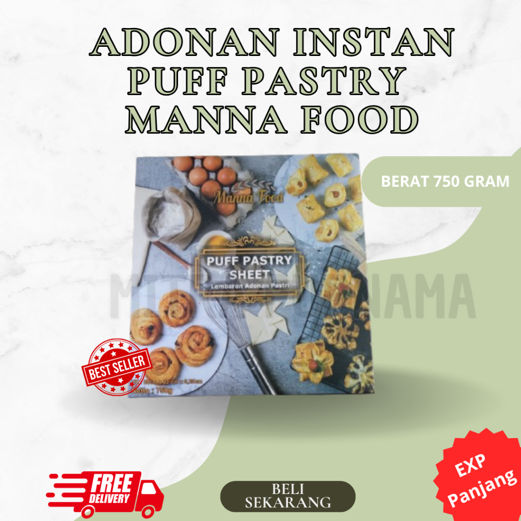 

Puffy Pastry Manna Food Sheet / Adonan Instan Siap Lipat / Puff Pastry 750 gram / Adonan Kue Pastry Zupa Soup Egg Tart Pisang Molen