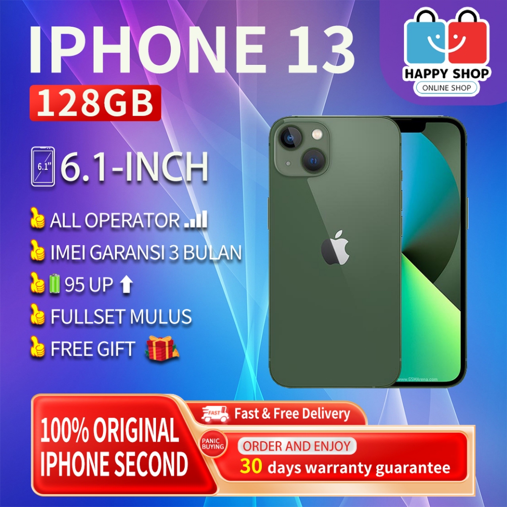 iPhone 13 128GB Second Original100% INTER 6.1“OLED-Ori Fullset Mulus LikeNew Phone 3utools All Green