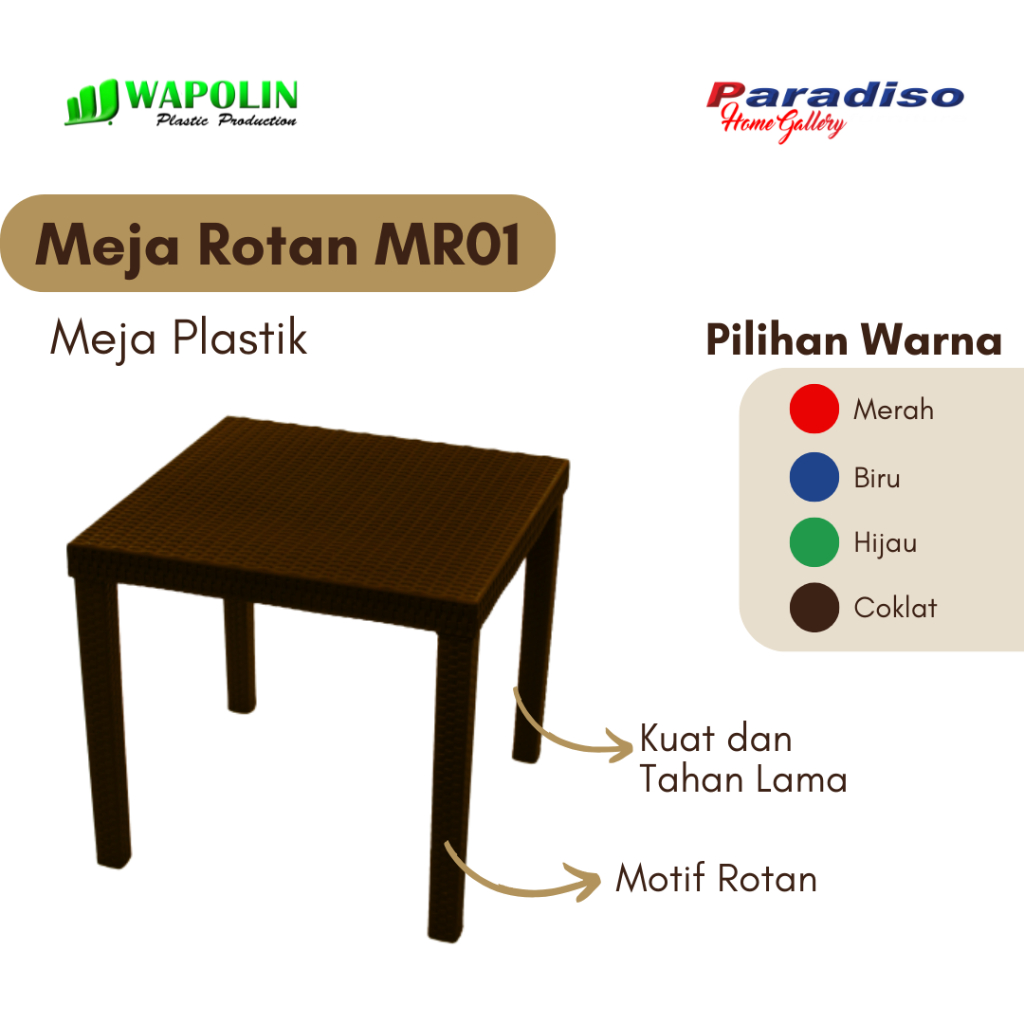 Meja Rotan / Meja Plastik / Meja Rotan Plastik / MR01 Wapolin
