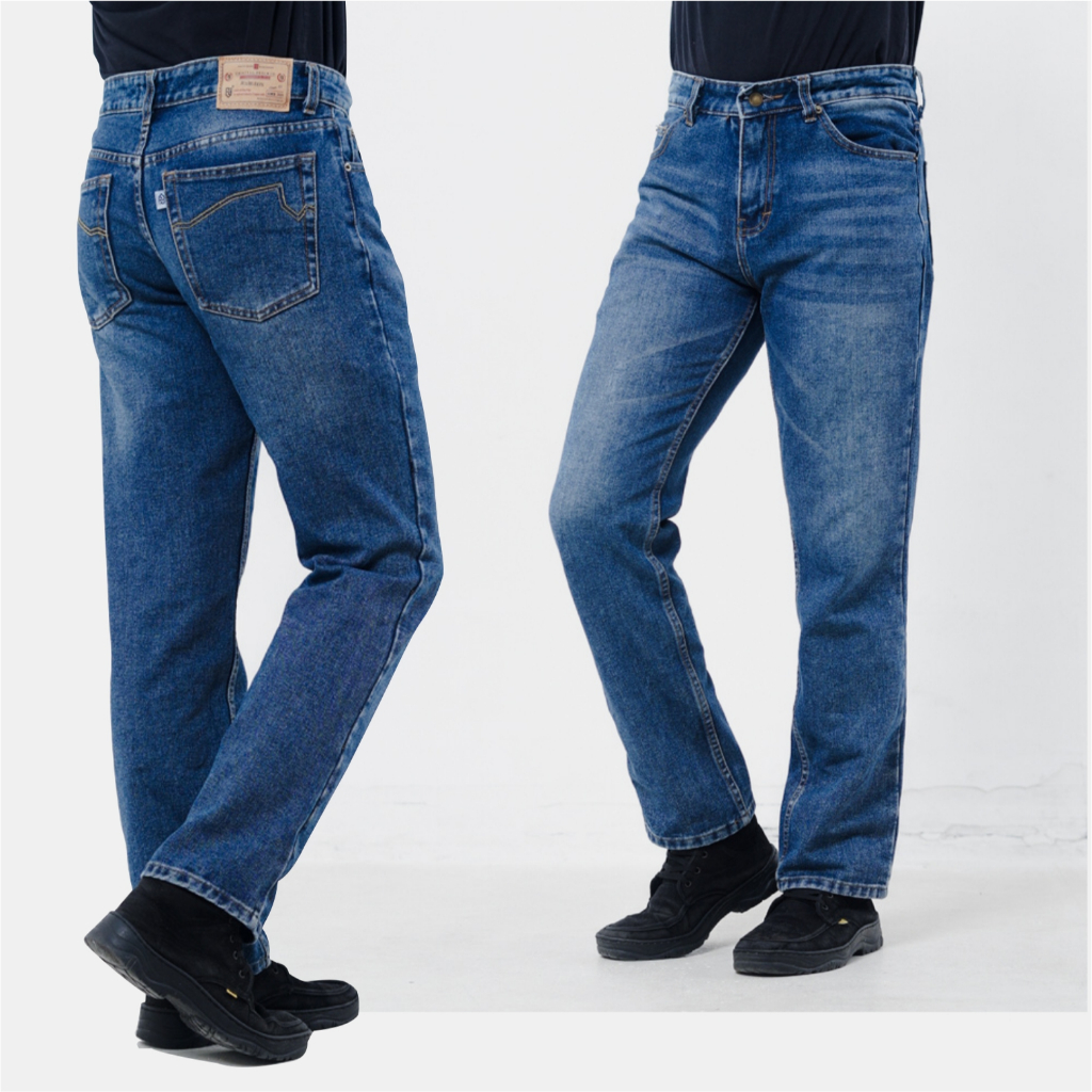 Hargeon Celana Jeans Pria Blue Retro Fade