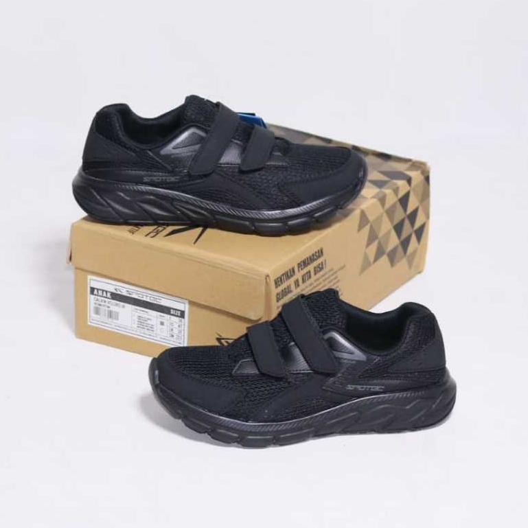 Sepatu Anak Spotec Calvin Velcro Triple Black BNIB