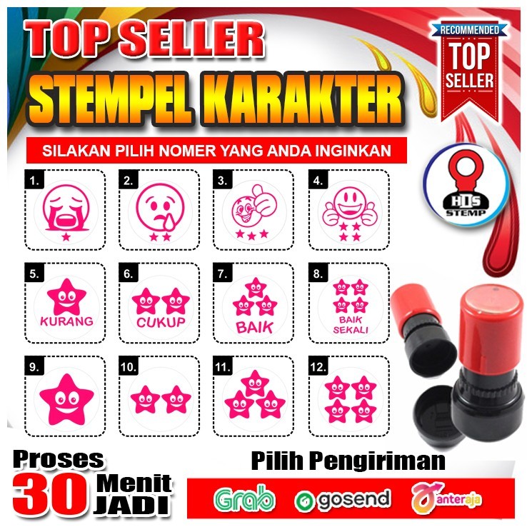 

Stempel Cap karakter nilai anak TK/Paud/SD/Nama murah berkualitas
