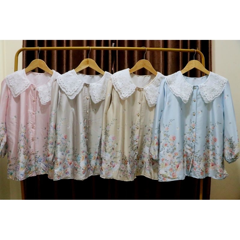 kemeja sifon wanita lengan panjang