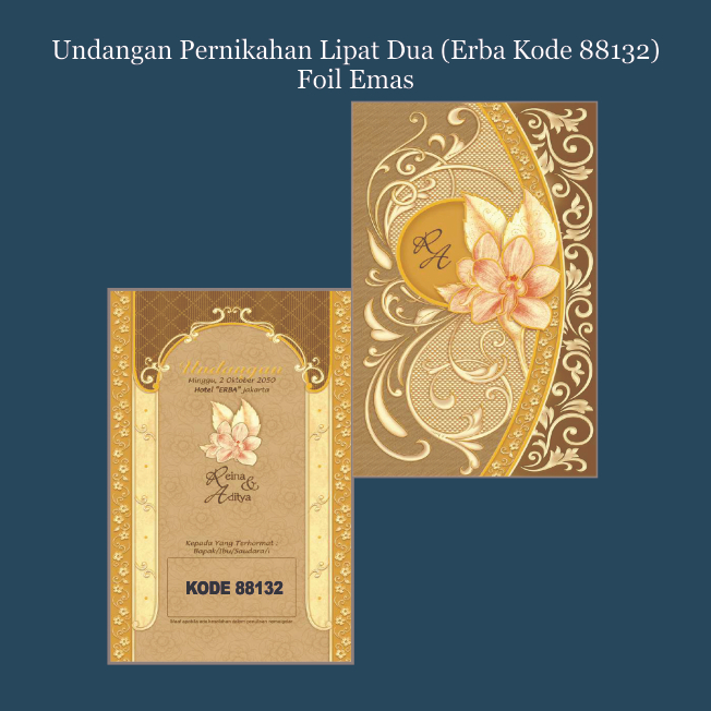 UNDANGAN PERNIKAHAN/CETAK UNDANGAN PERNIKAHAN ELEGANT/KODE 88132_MODEL LIPAT 2_BISA PESAN 10 PCS