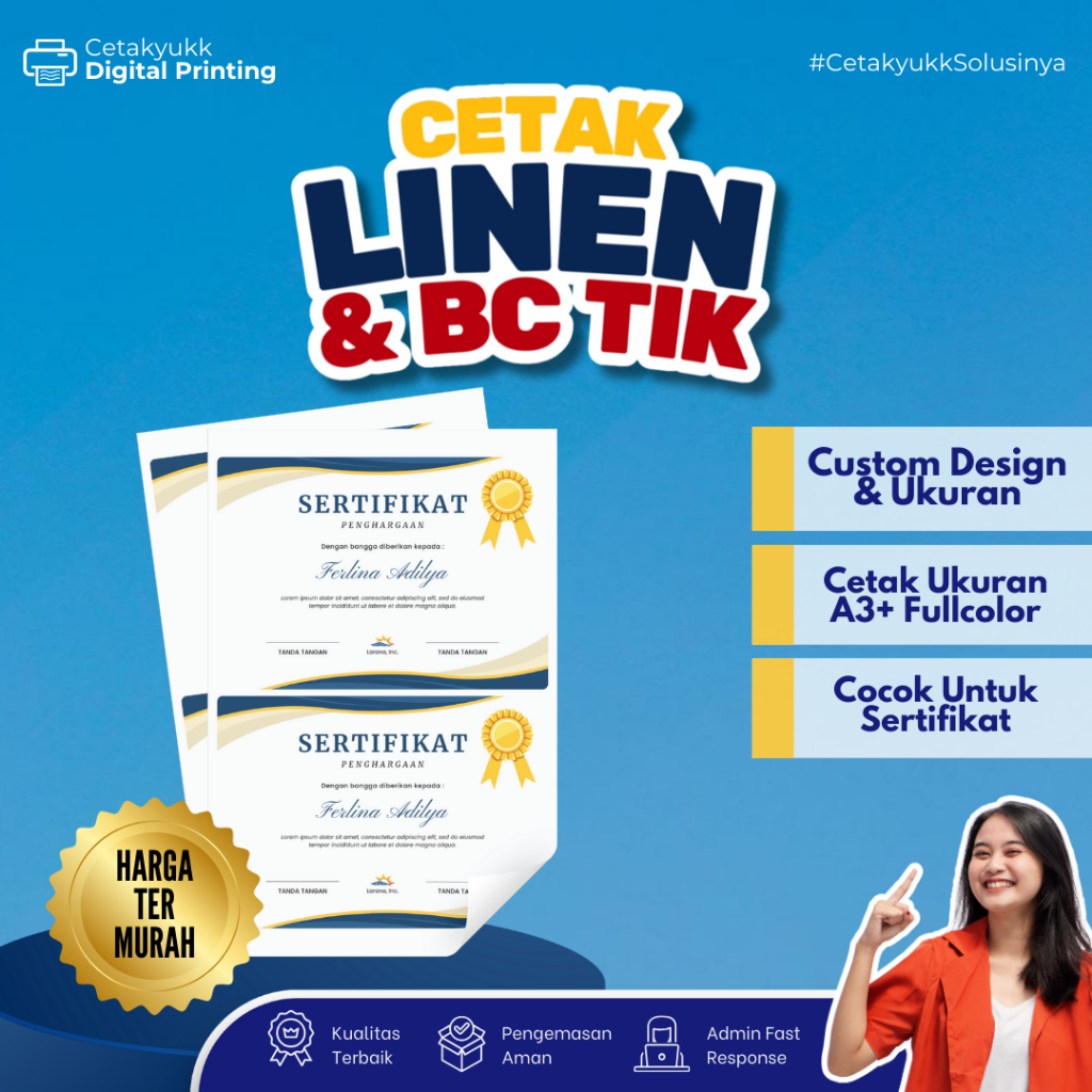 

Cetak Linen / BC tik A3+ | Cetak Serifikat
