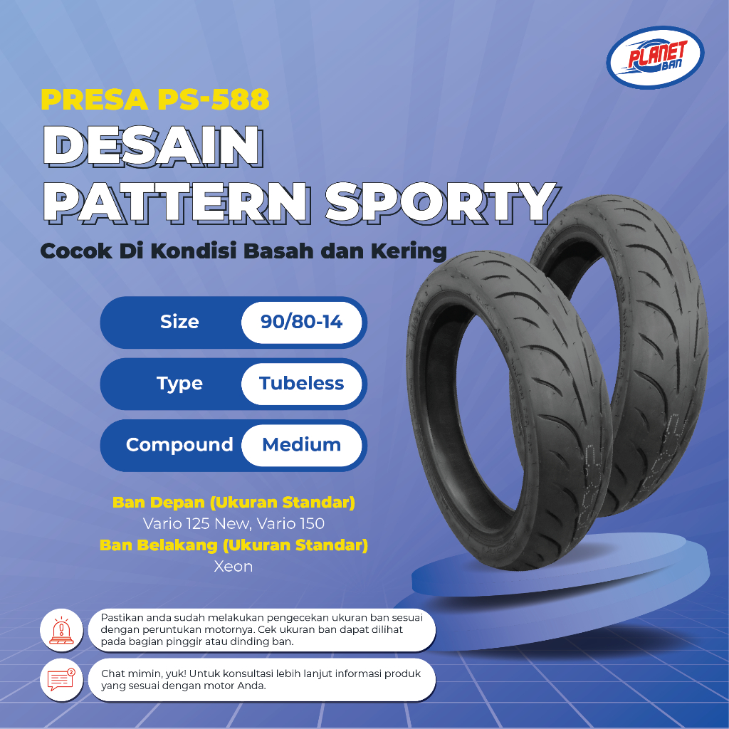 PLANET BAN Presa PS-588 - Ban Motor 90/80 Ring 14