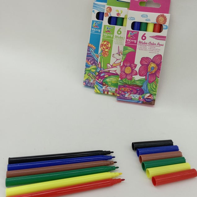 

Felt-tip pens, YALONG, 6 colors/Spidol 6 warna