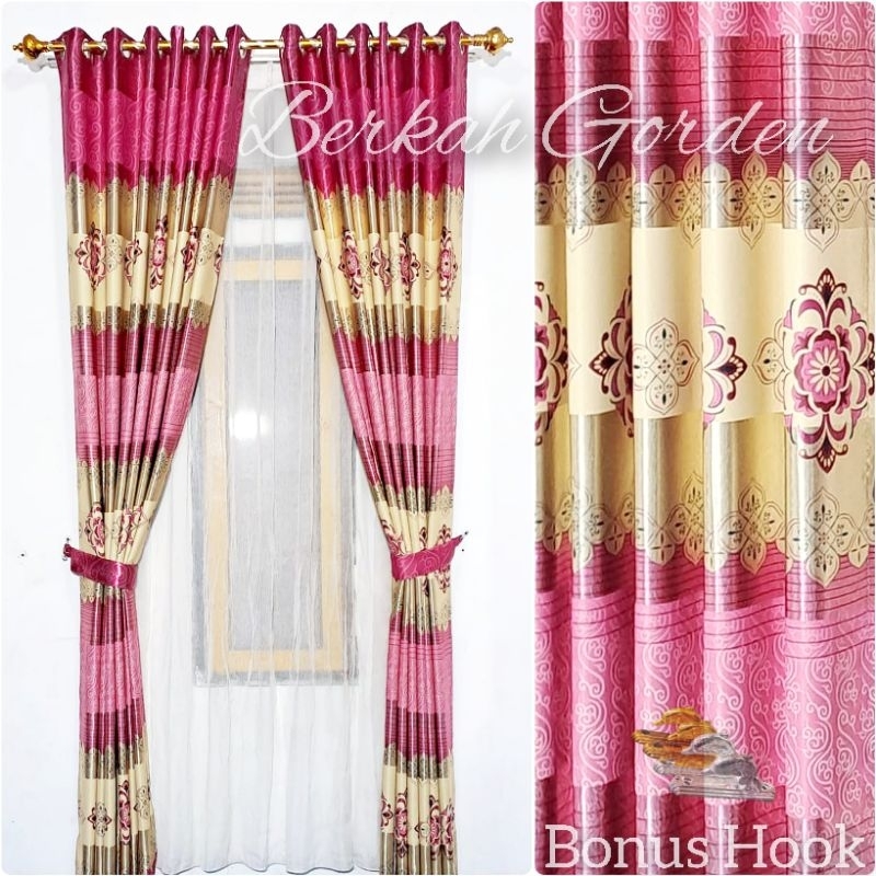 Gorden Minimalis Motif Batik Mewah Kain Blackout Mengkilap Model Smokring