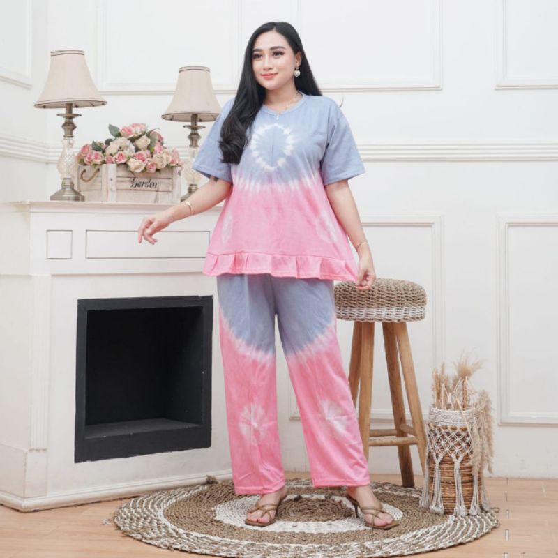 setelan rempel wanita/one set panjang/baju santai