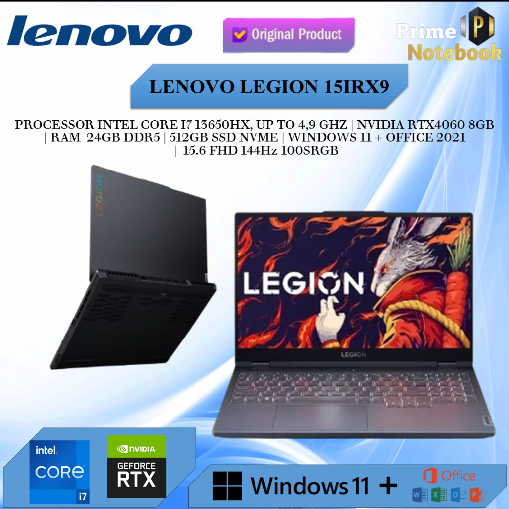 Lenovo Legion 5 15IAX9 I7 13650HX RTX4060 8GB/ 24GB 512GB Windows 11+Office 2021 15.6FHD 144HZ 100SR