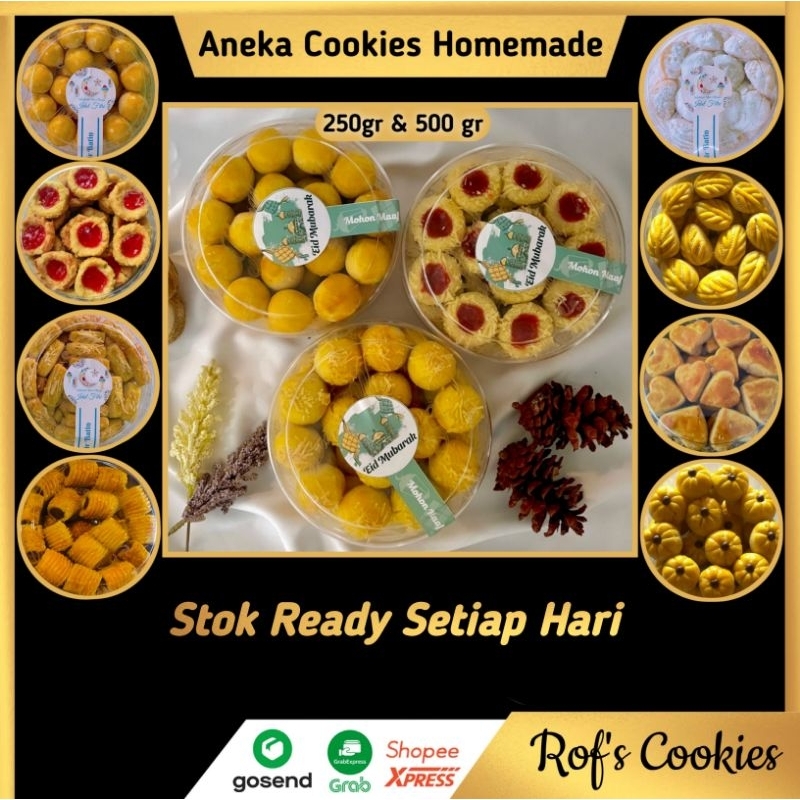 

Aneka Kue Kering Cookies Homemade 500 gram | Nastar Kastengel Putri Salju Thumbprint