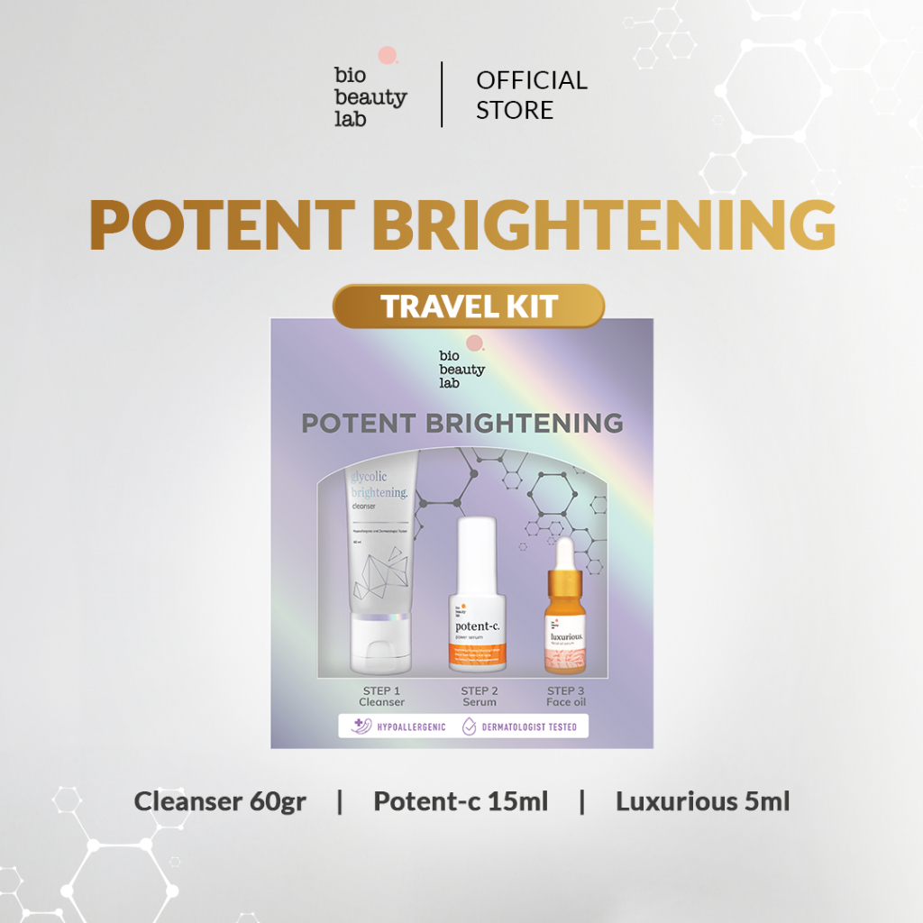 Bio Beauty Lab Potent Brightening | Glycolic Brightening 60ml | Potent-c 15ml | Luxurious Facial Oil