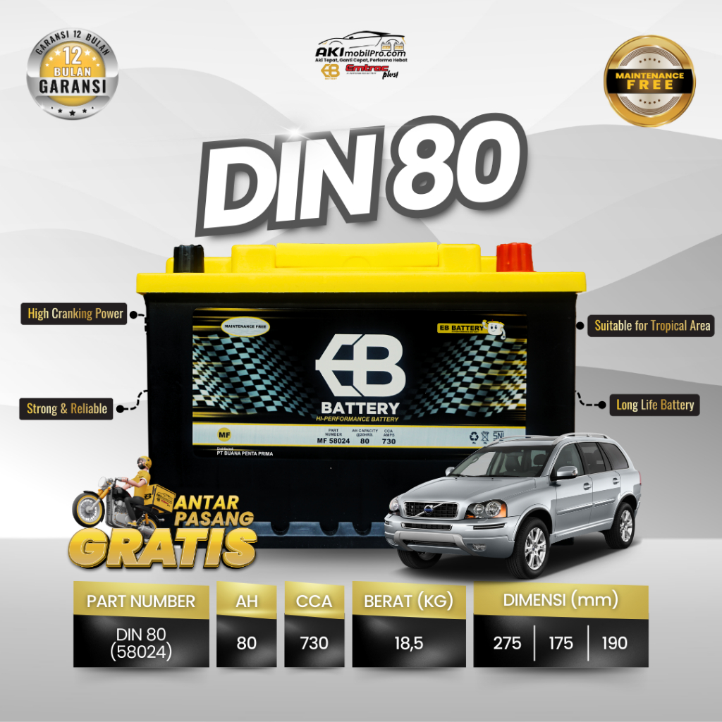 AKI MOBIL KIJANG INNOVA DIESEL EB BATTERY DIN80 (58024)